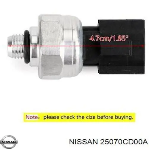 Do koszyka 25070CD00A Nissan/Infiniti Czujnik ciśnienia oleju