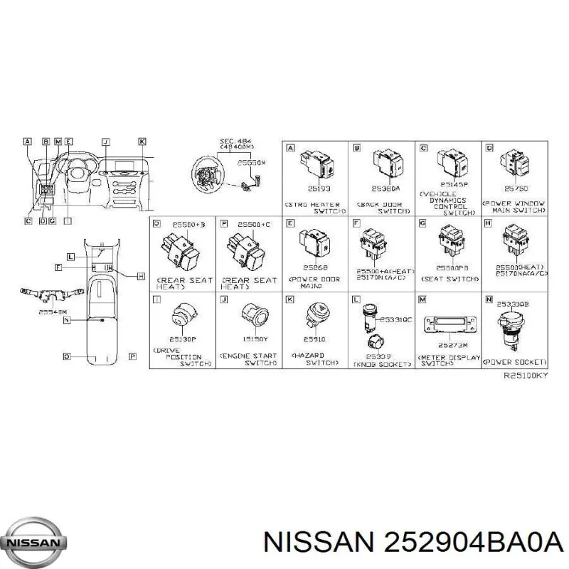 Przycisk włączania światła awaryjnego Nissan Rogue SUV (T32U) (2013 - 2020) cena, od 41,06 USD