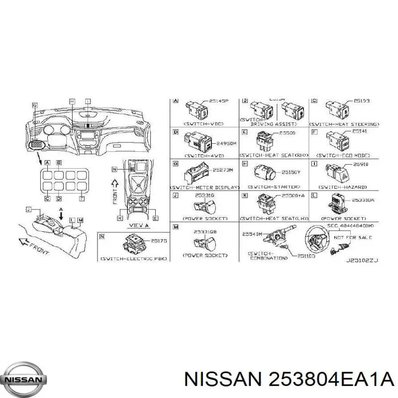 Przycisk blokady klapy bagażnika (drzwi 3/5) Nissan/Infiniti 253804EA1A cena, od 20,80 USD