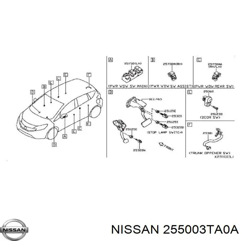 255003TA0A Nissan/Infiniti Przycisk podgrzewania fotela