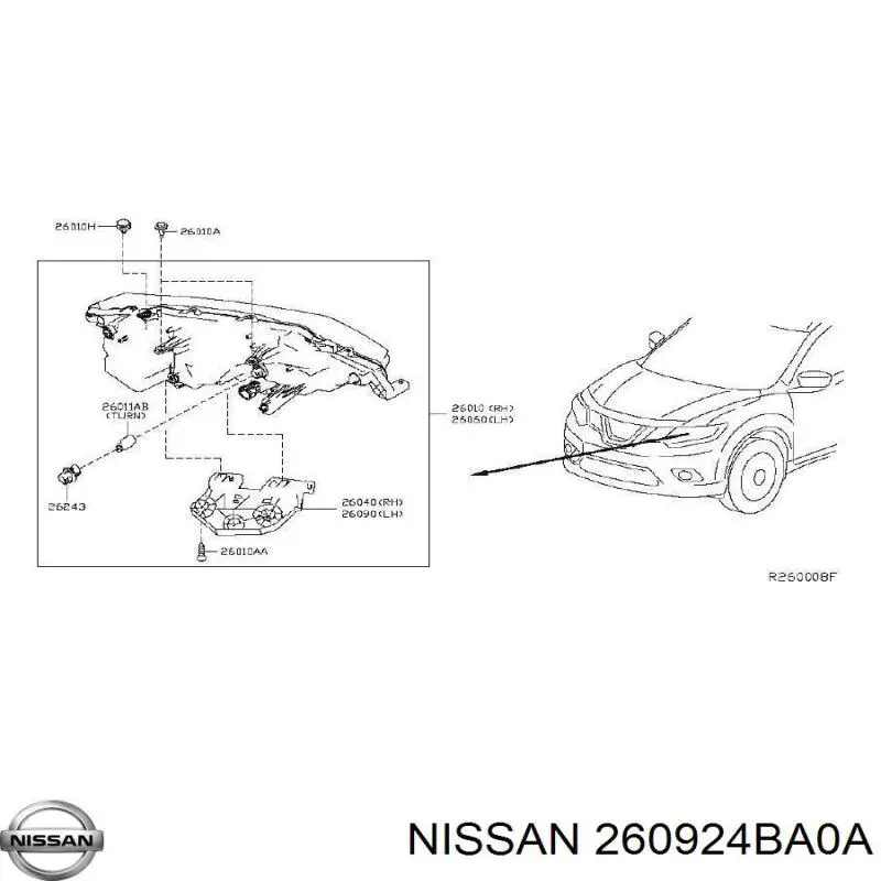 Wsponik (adapter) mocowania reflektora przedniego lewego Nissan Rogue (T32U)