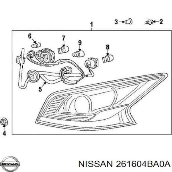 261604BA0A Nissan kierunkowskaz lusterka prawy