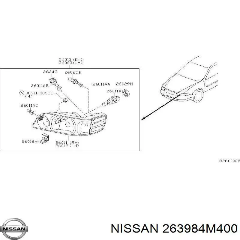 Wspornik (adapter) mocowania reflektora przedniego Nissan/Infiniti 263984M400 cena, od 3,75 USD