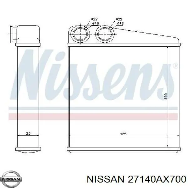 Do koszyka 27140AX700 Nissan/Infiniti Chłodnica nagrzewnicy (ogrzewacza)