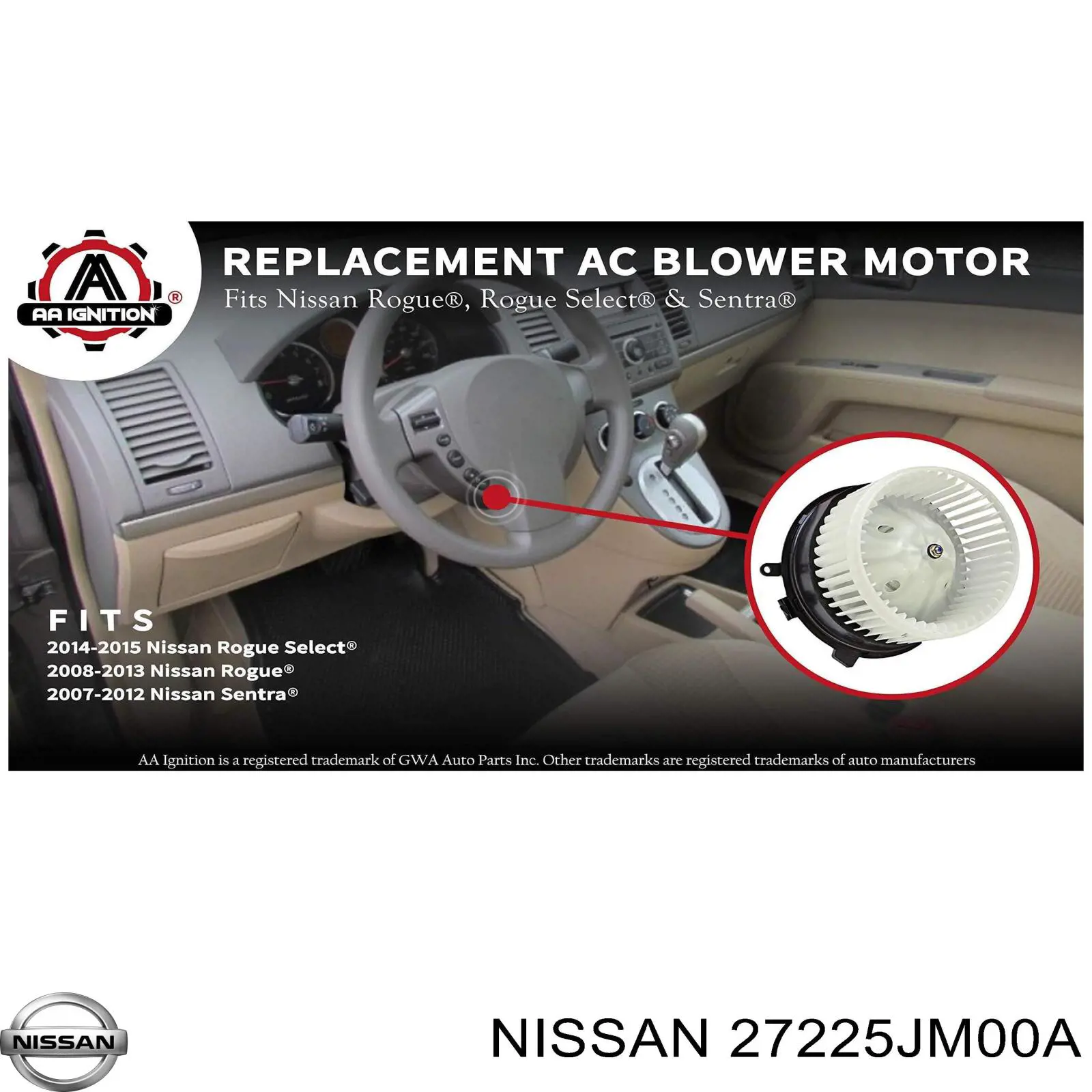 Silniczek wentylatora nagrzewnicy (ogrzewacza wnętrza) Nissan/Infiniti 27225JM00A cena, od 39,21 USD