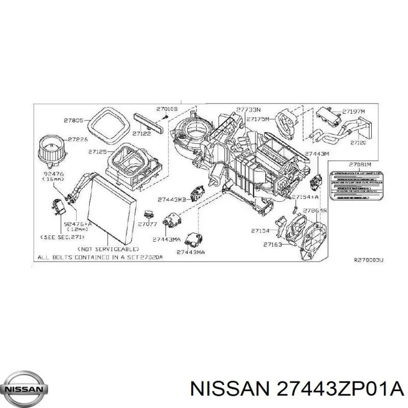 27443ZP01A Nissan/Infiniti Silniczek klapy nagrzewnicy