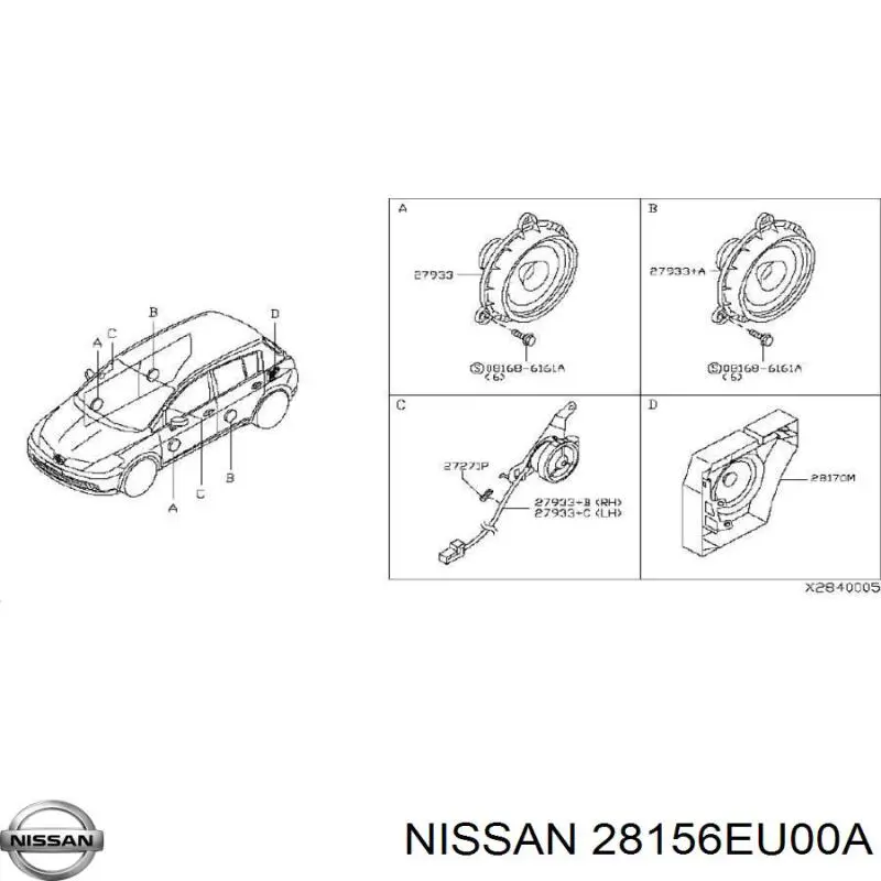 28156EU00A Nissan/Infiniti Głośnik drzwi przednich
