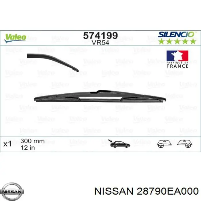 Pióro wycieraczki szyby tylnej Nissan/Infiniti 28790EA000 cena, od 8,72 USD