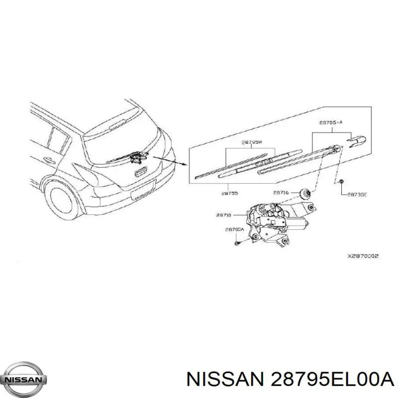 Pióro wycieraczki szyby tylnej Nissan/Infiniti 28795EL00A cena, od 18,05 USD