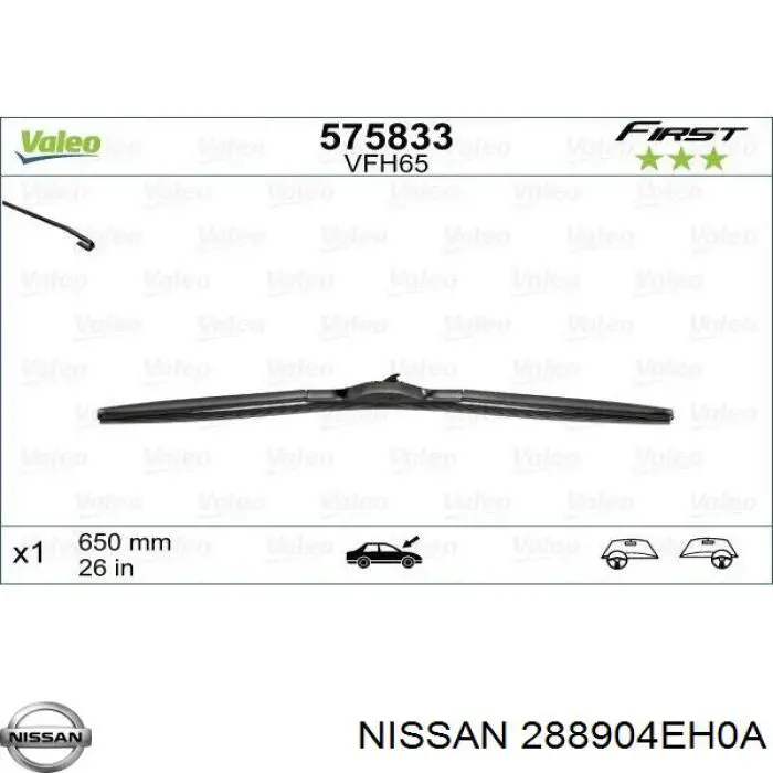 Pióro wycieraczki szyby przedniej kierowcy Nissan/Infiniti 288904EH0A cena, od 9,86 USD
