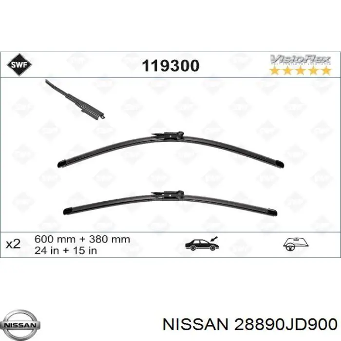 Pióro wycieraczki szyby przedniej pasażera Nissan/Infiniti 28890JD900 cena, od 9,48 USD