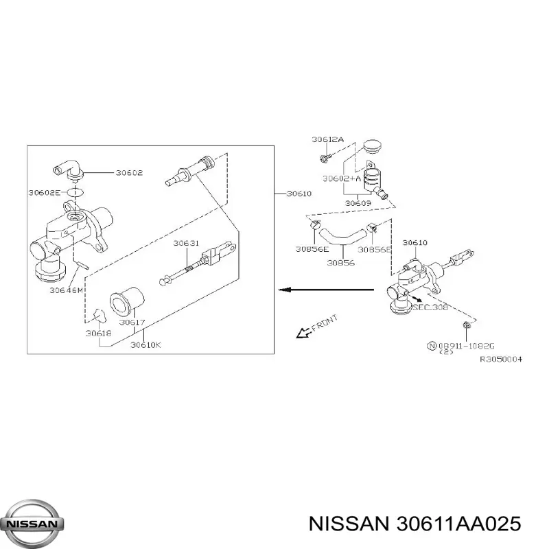 Do koszyka 30611AA025 Nissan/Infiniti Zestaw naprawczy cylindra głównego sprzęgła