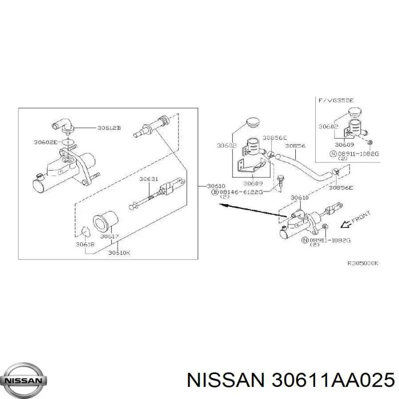 30611AA025 Nissan/Infiniti Zestaw naprawczy cylindra głównego sprzęgła