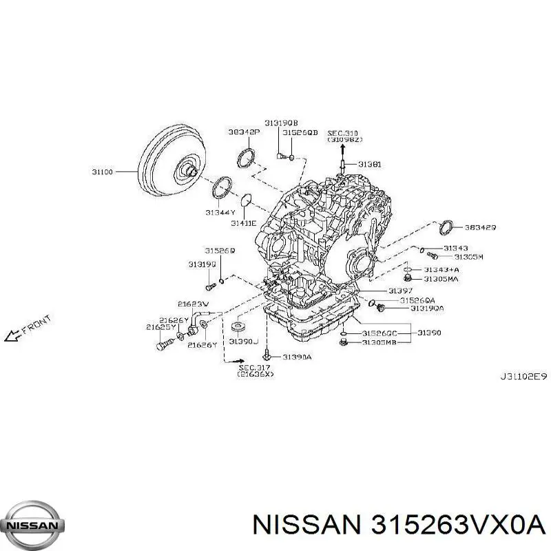 Pierścień uszczelniający filtr automatycznej skrzyni biegów Nissan/Infiniti 315263VX0A cena, od 3,62 USD