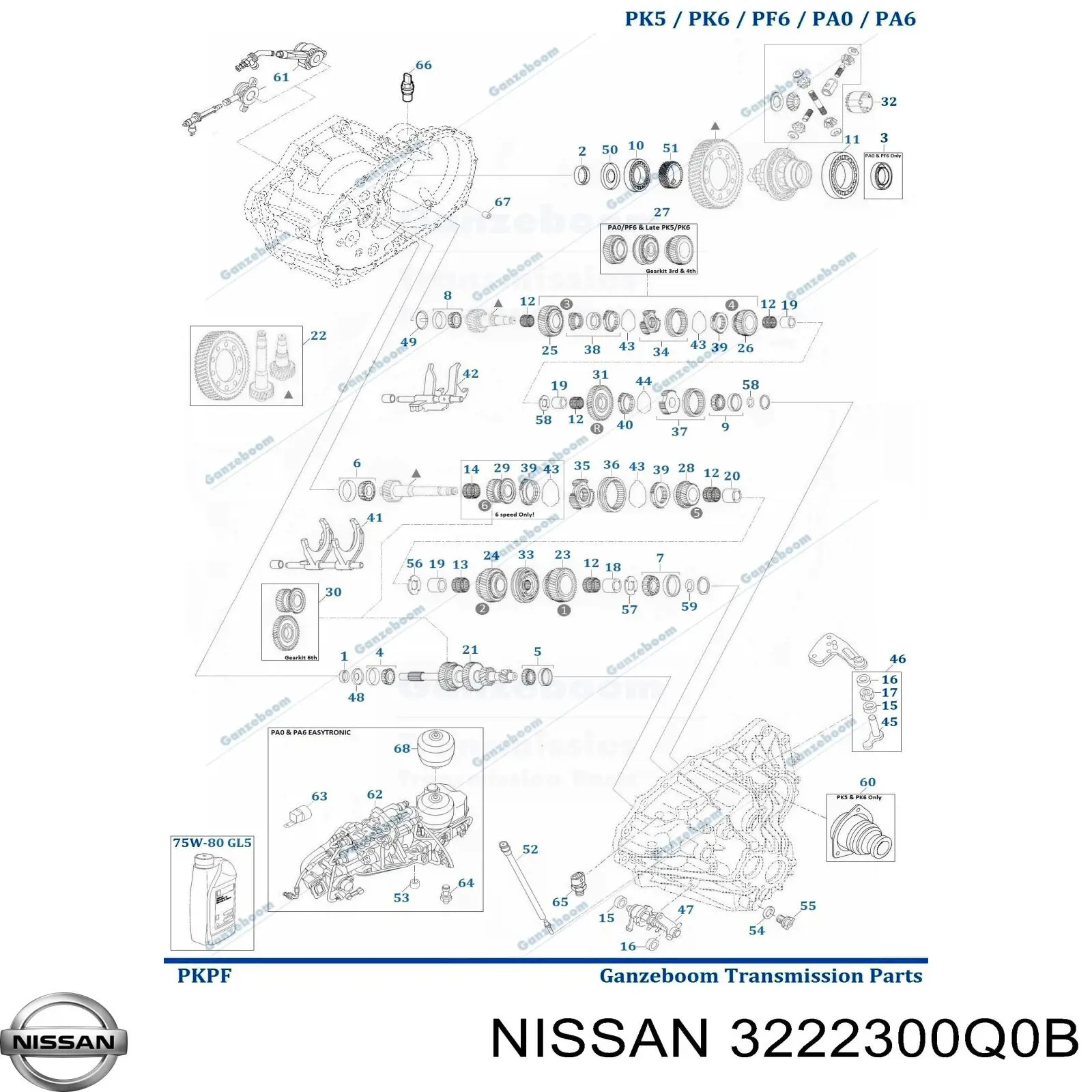 3222300Q0B Nissan/Infiniti Łożysko wału sprzęgłowego skrzyni biegów