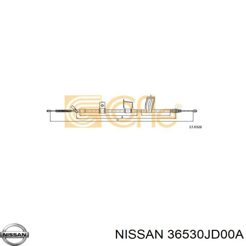 Do koszyka 36530JD00A Nissan/Infiniti Linka hamulca ręcznego tylna prawa