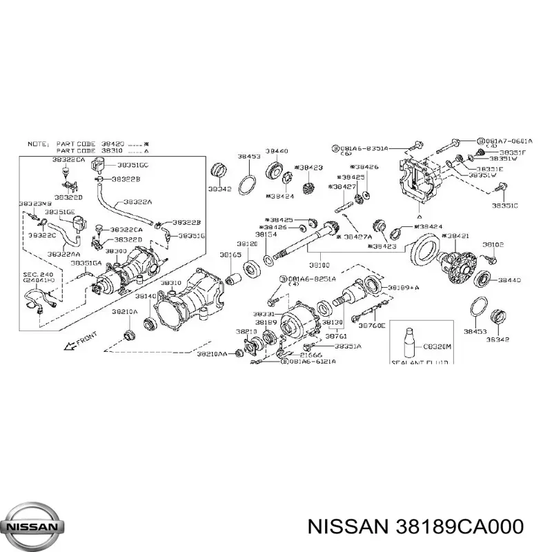 38189CA000 Nissan/Infiniti uszczelniacz reduktora mostu tylnego