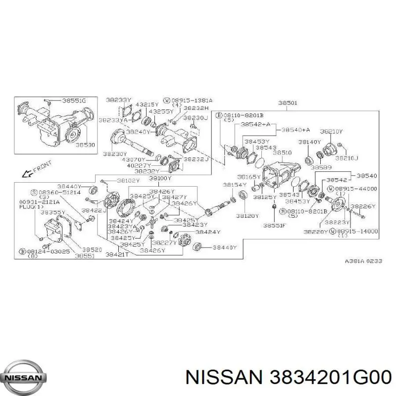 Uszczelniacz półosi lewej mostu przedniego Nissan/Infiniti 3834201G00 cena, od 13,76 USD