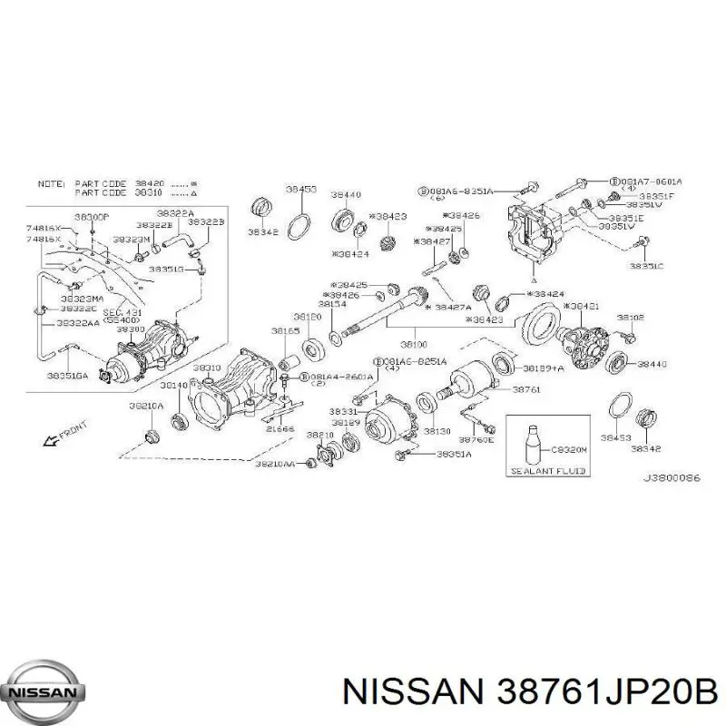 Uszczelniacz końcówki reduktora mostu tylnego Nissan Qashqai 2 (J10)