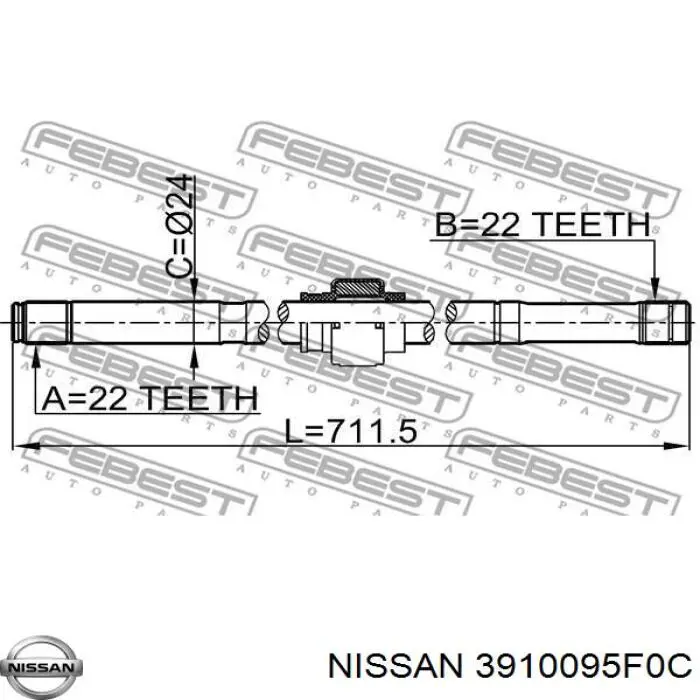 Półoś napędowa przednia prawa Nissan/Infiniti 3910095F0C cena, od 114,71 USD