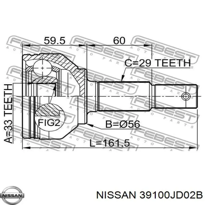 39100JD02B Nissan/Infiniti Półoś napędowa przednia prawa