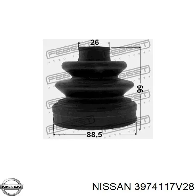Do koszyka 3974117V28 Nissan/Infiniti Osłona przegubu homokinetycznego półosi przedniej wewnętrzna