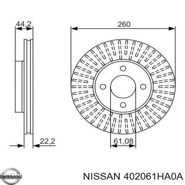 402061HA0A Nissan/Infiniti Tarcza hamulcowa przednia