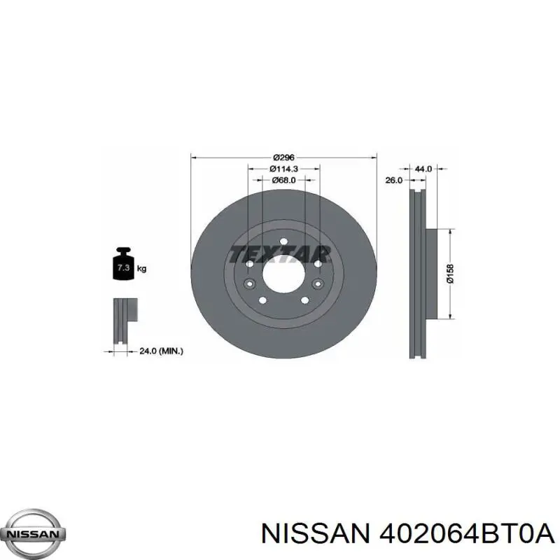 Do koszyka 402064BT0A Nissan/Infiniti Tarcza hamulcowa przednia