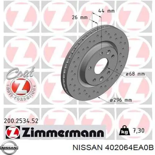 Tarcza hamulcowa przednia Nissan/Infiniti 402064EA0B cena, od 58,07 USD