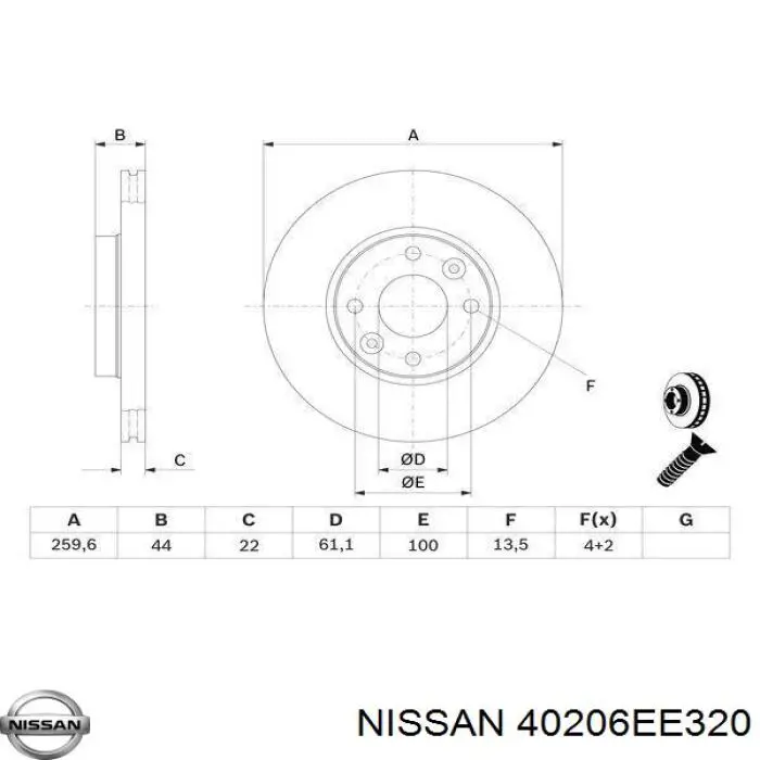 Tarcza hamulcowa przednia Nissan/Infiniti 40206EE320 cena, od 39,84 USD