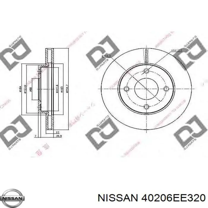 Do koszyka 40206EE320 Nissan/Infiniti Tarcza hamulcowa przednia