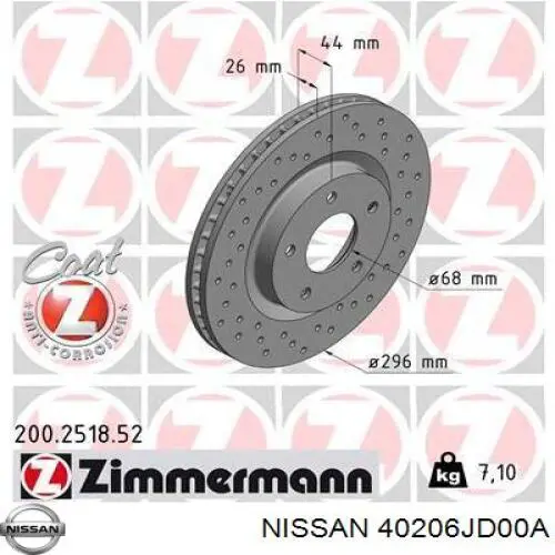 Tarcza hamulcowa przednia Nissan/Infiniti 40206JD00A cena, od 53,74 USD