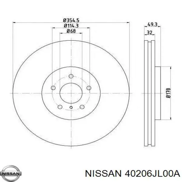 Tarcza hamulcowa przednia Nissan/Infiniti 40206JL00A cena, od 115,69 USD