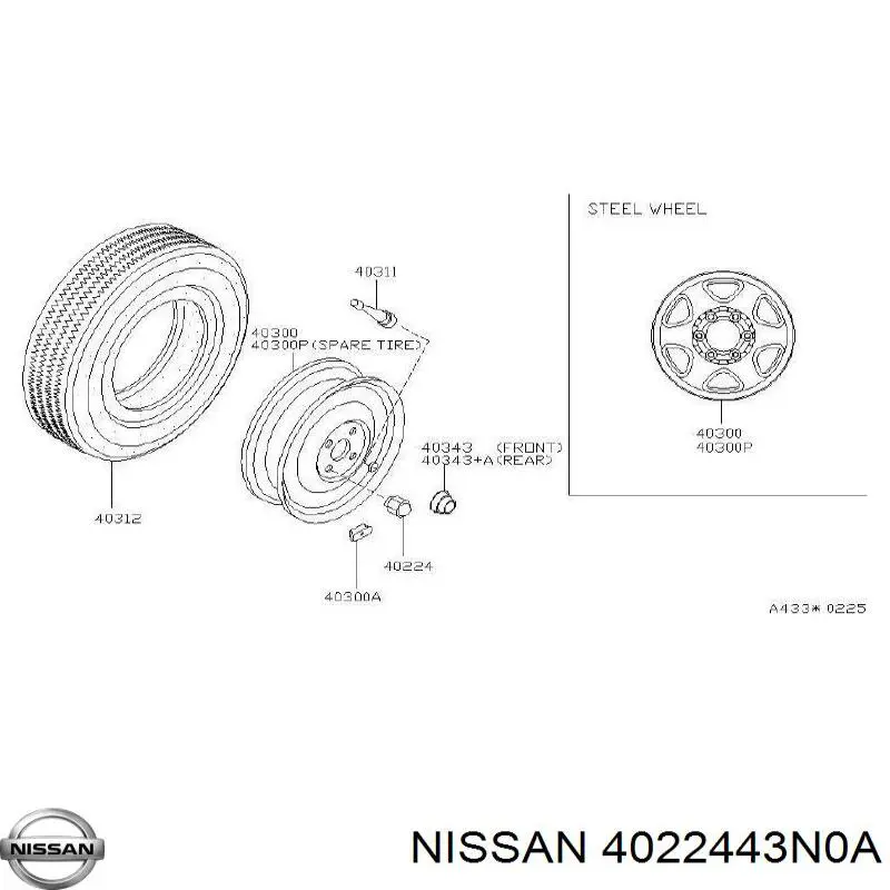 4022443N0A Nissan nakrętka koła