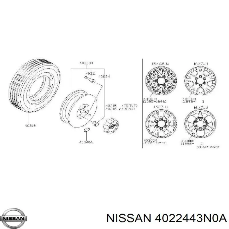 Do koszyka 4022443N0A Nissan/Infiniti Nakrętka koła