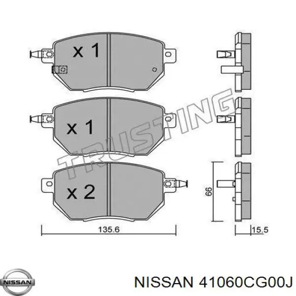 Klocki hamulcowe przednie tarczowe Nissan/Infiniti 41060CG00J cena, od 28,31 USD
