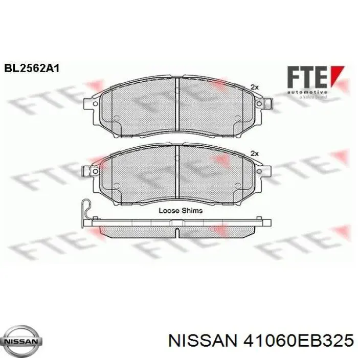 Klocki hamulcowe przednie tarczowe Nissan/Infiniti 41060EB325 cena, od 30,19 USD