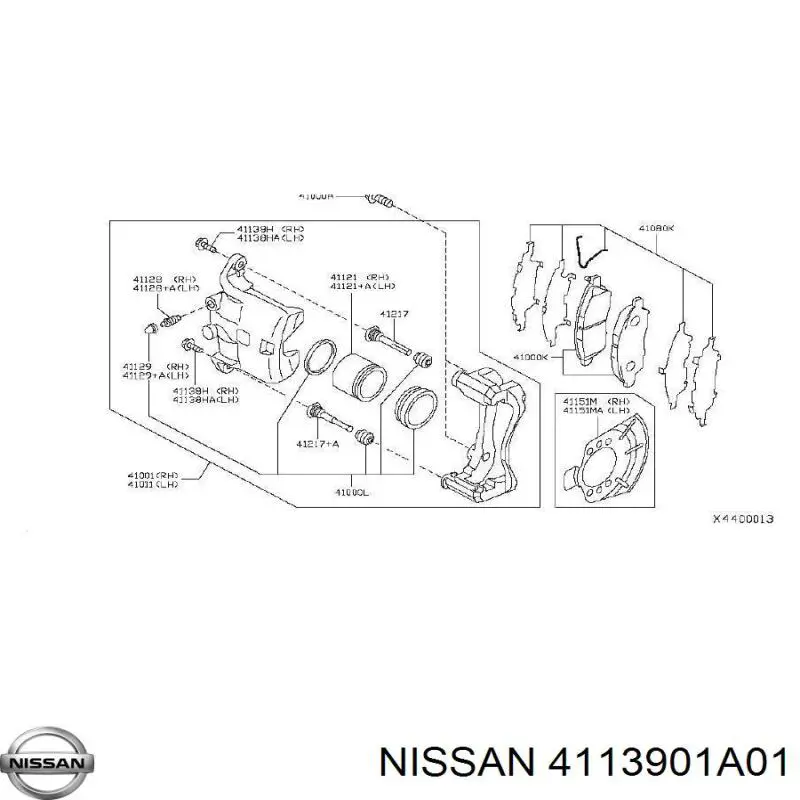4113901A01 Nissan/Infiniti Prowadnica zacisku przedniego