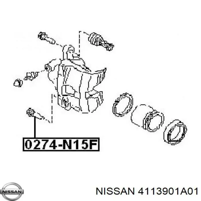 Prowadnica zacisku przedniego Nissan/Infiniti 4113901A01 cena, od 6,90 USD