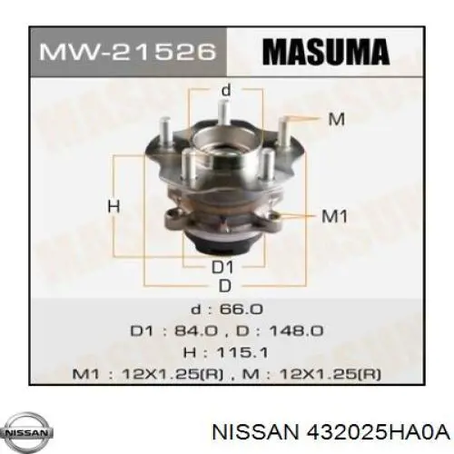 Piasta tylna Nissan/Infiniti 432025HA0A cena, od 112,00 USD