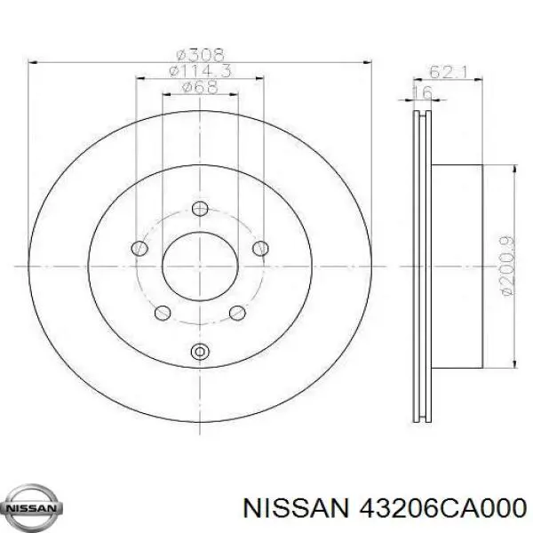 Tarcza hamulcowa tylna Nissan/Infiniti 43206CA000 cena, od 51,26 USD