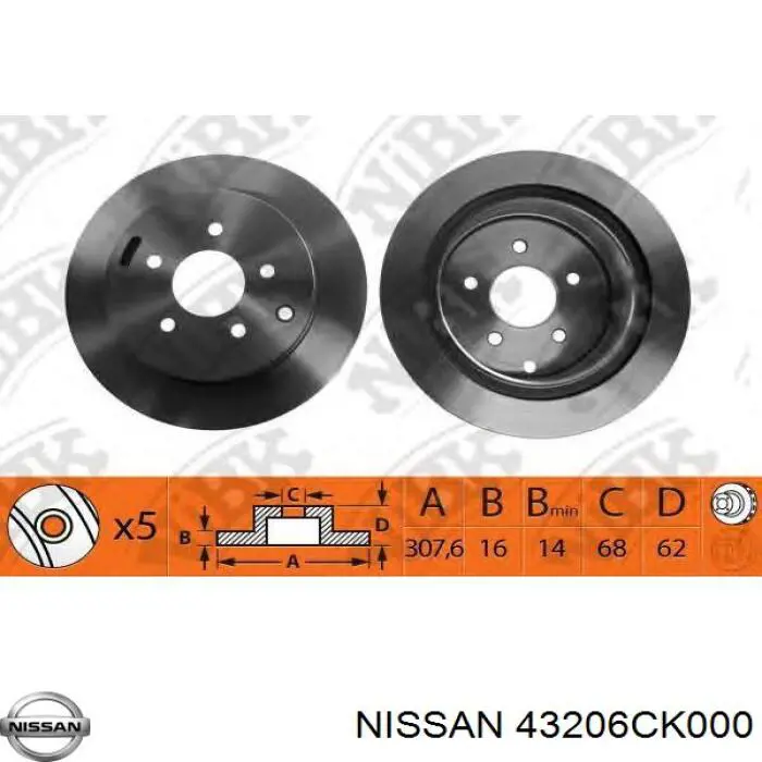 Tarcza hamulcowa tylna Nissan/Infiniti 43206CK000 cena, od 51,19 USD