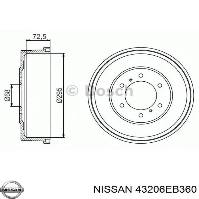 43206EB360 Nissan/Infiniti bęben hamulcowy tylny