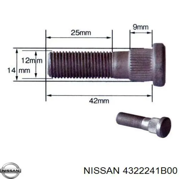 Do koszyka 4322241B00 Nissan/Infiniti Śruba piasty