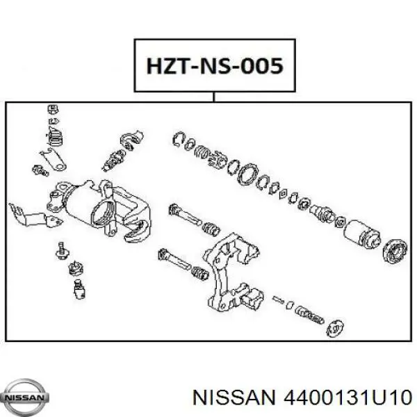 Do koszyka 4400131U10 Nissan/Infiniti Zacisk hamulcowy tylny prawy