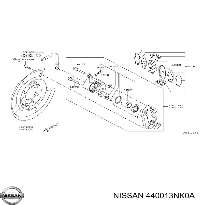 440013NK0A Nissan/Infiniti Zacisk hamulcowy tylny prawy