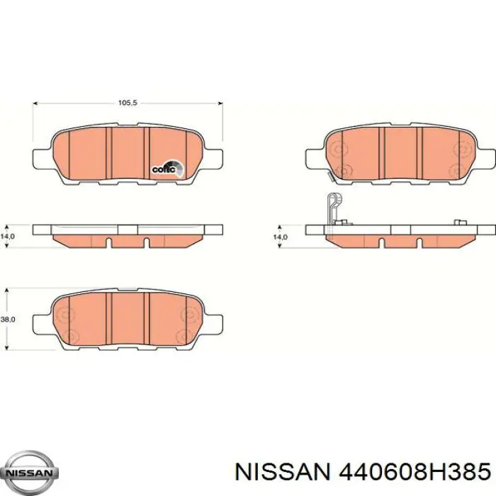 Okładziny (klocki) do hamulców tarczowych tylne Nissan/Infiniti 440608H385 cena, od 20,83 USD