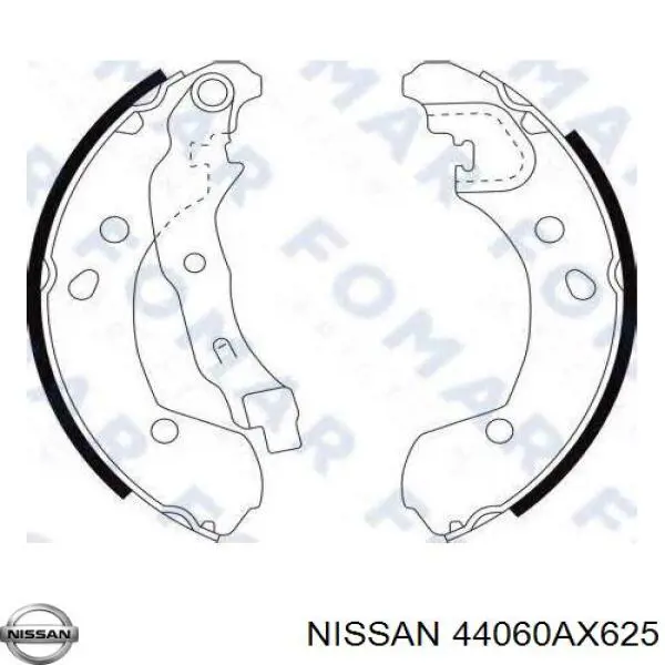 Do koszyka 44060AX625 Nissan/Infiniti Klocki hamulcowe tylne bębnowe