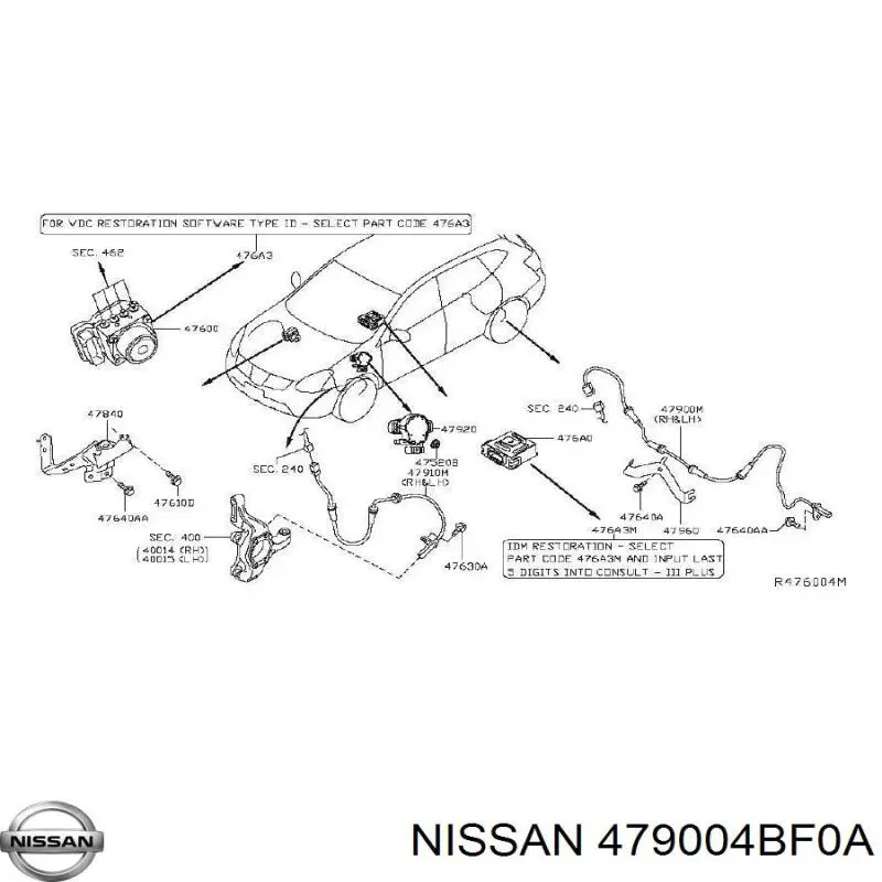 Czujnik ABS tylny Nissan/Infiniti 479004BF0A cena, od 31,37 USD