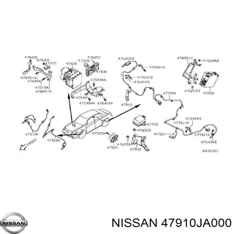 Czujnik ABS przedni Nissan/Infiniti 47910JA000 cena, od 108,36 USD